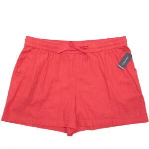 Nautica Pink Linen Blend Elastic Waist Shorts Size XXL